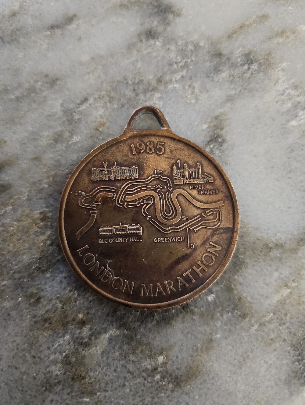 1985 Mars London Marathon Finishers Medal Vintage Route Map Race Collectible